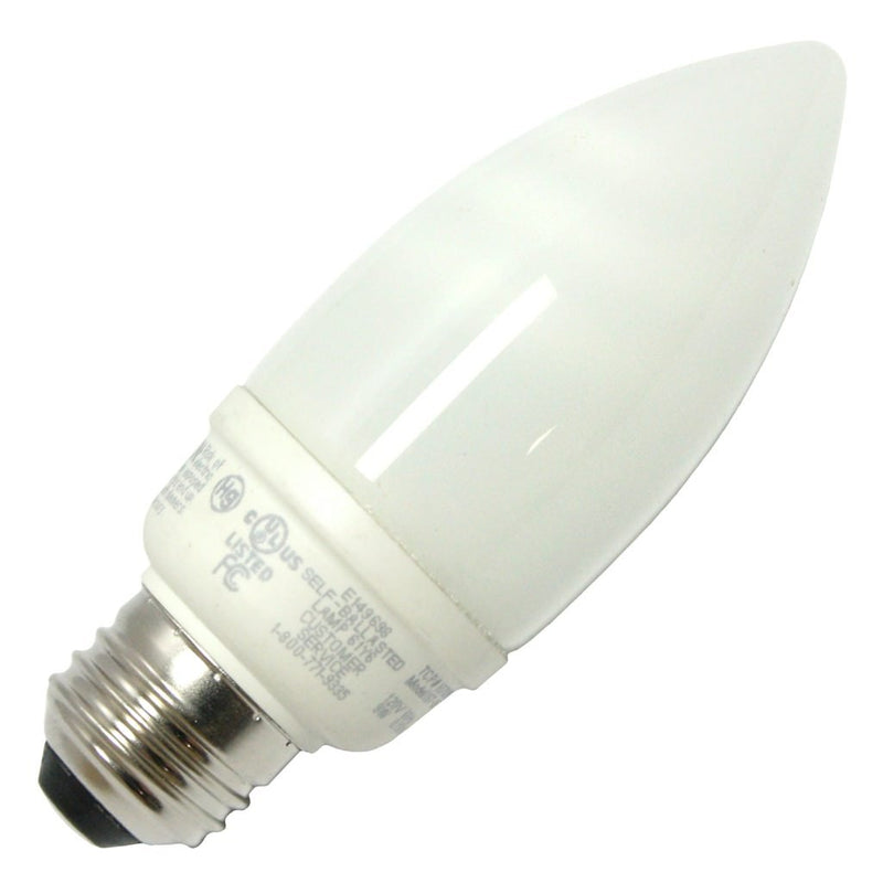 TCP 1070935K CFL Torpedo - 40 Watt Equivalent (9W) Bright White (3500K) Medium Base Decorative Chandelier Light Bulb
