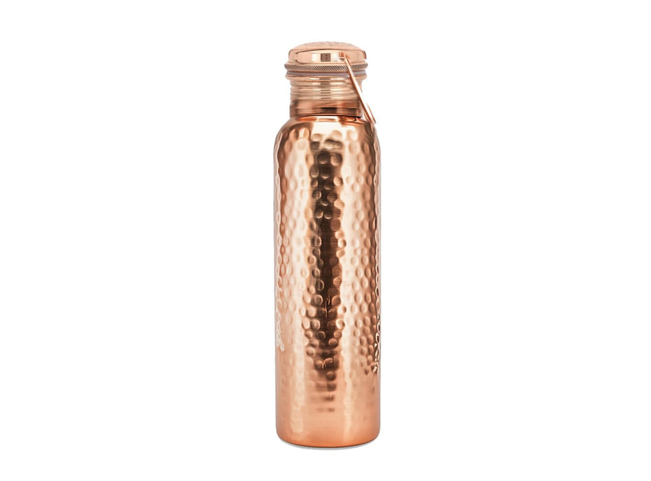 Shakti Warrior Hammered Tamba Copper Bottle - Pure Copper Water Bottle, Food Grade Silicone Seal, Leak Proof (30Oz)