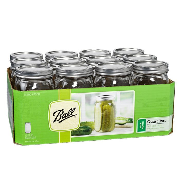Ball 32oz 12pk Glass Wide Mouth Mason Jar with Lid and Band