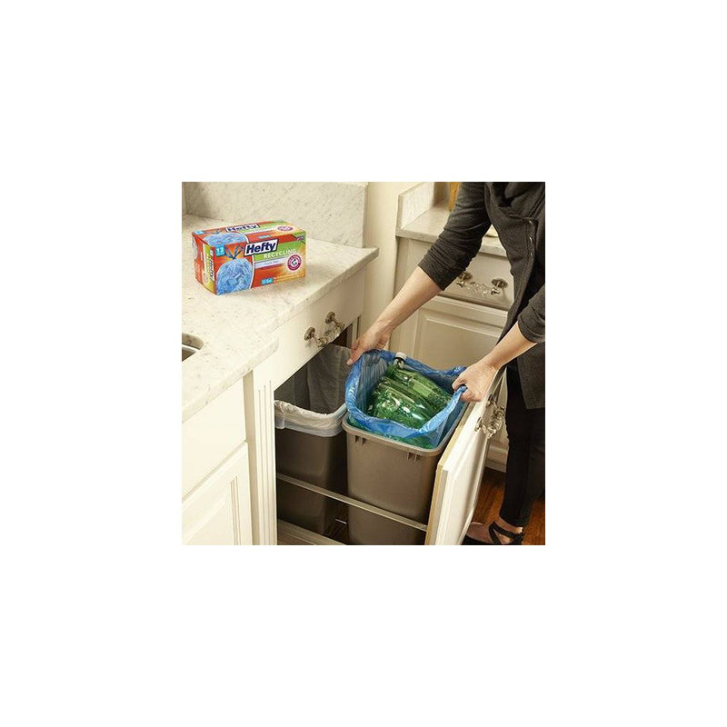 Hefty Recycling Blue Tall Kitchen Drawstring Trash Bags - 13 Gallon - 60ct