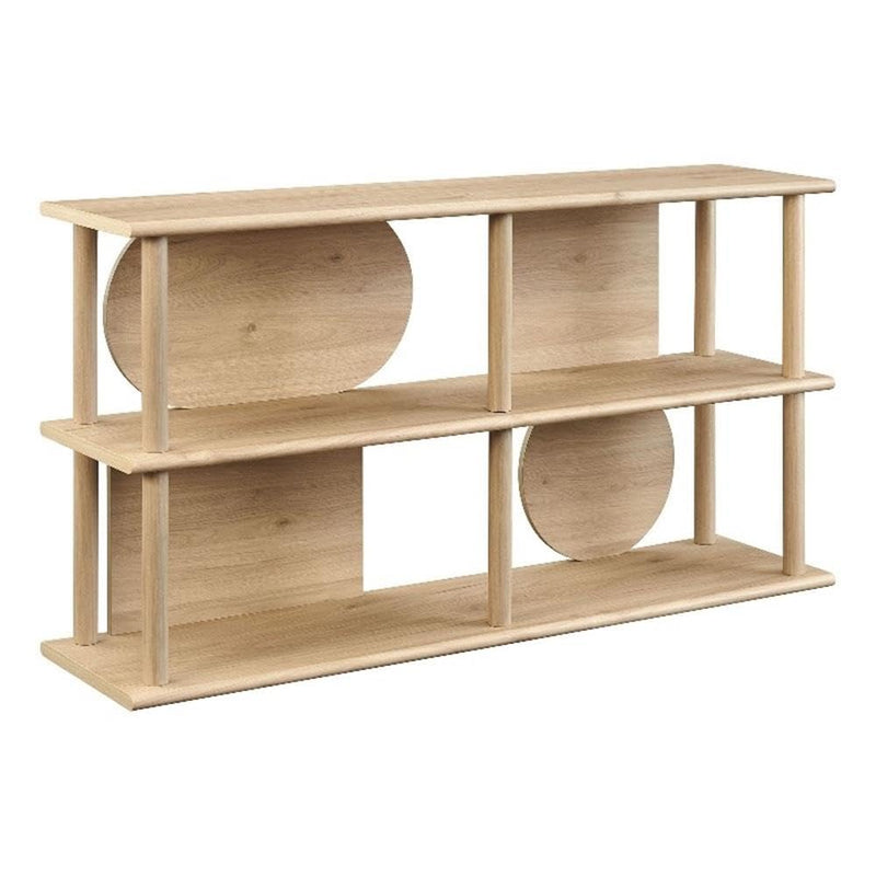 Modway Zadie 55 Inch Modern Console Table In Light Oak – Entryway Table With Geometric Back Panels And Three Open Display Shelves, Accent Furniture For Hallway Or Living Room (LOCAL PICKUP ONLY)