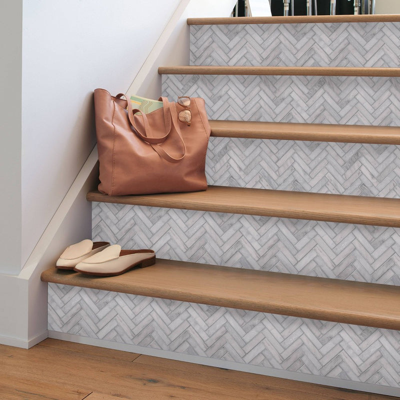 Marble Herringbone Tile Peel & Stick Wallpaper Gray - Threshold& (LOCAL PICKUP ONLY)