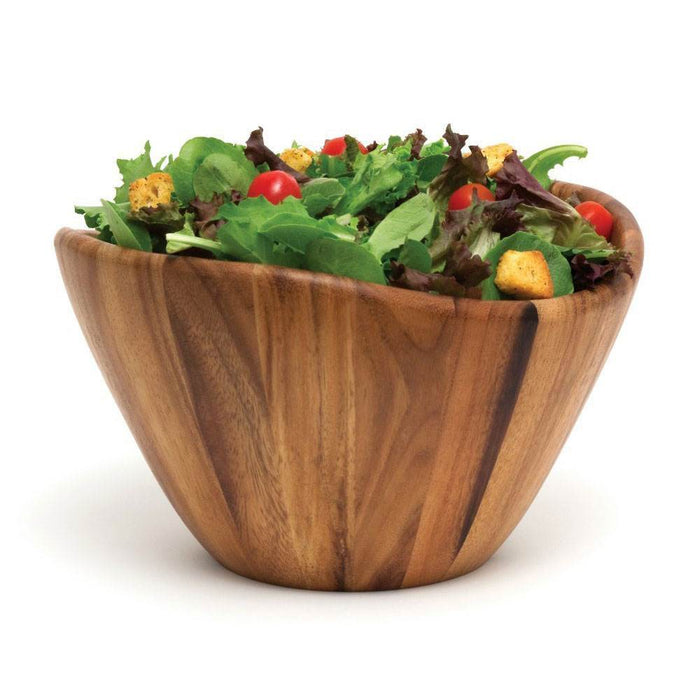 Lipper International Inc. Acacia Wave Large Wooden Finish Salad Serving Bowl