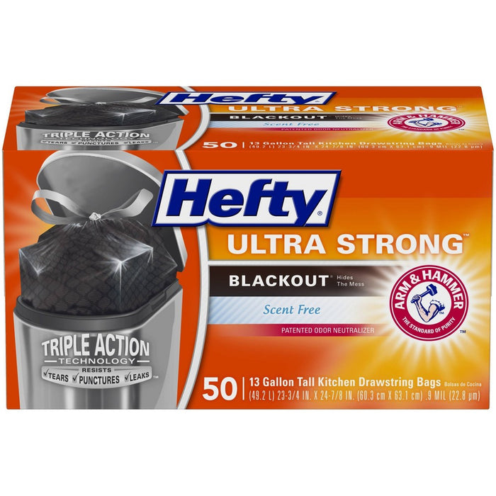 Hefty Ultra Strong Tall Kitchen Drawstring Trash Bags - Unscented - 13 Gallon - 50ct013700017339