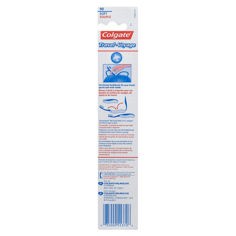 Colgate Travel Toothbrush in Foldable Compact Size with Cover - Soft - 1ct