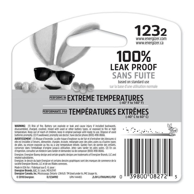 Energizer 2pk 123 Batteries Lithium Photo Battery