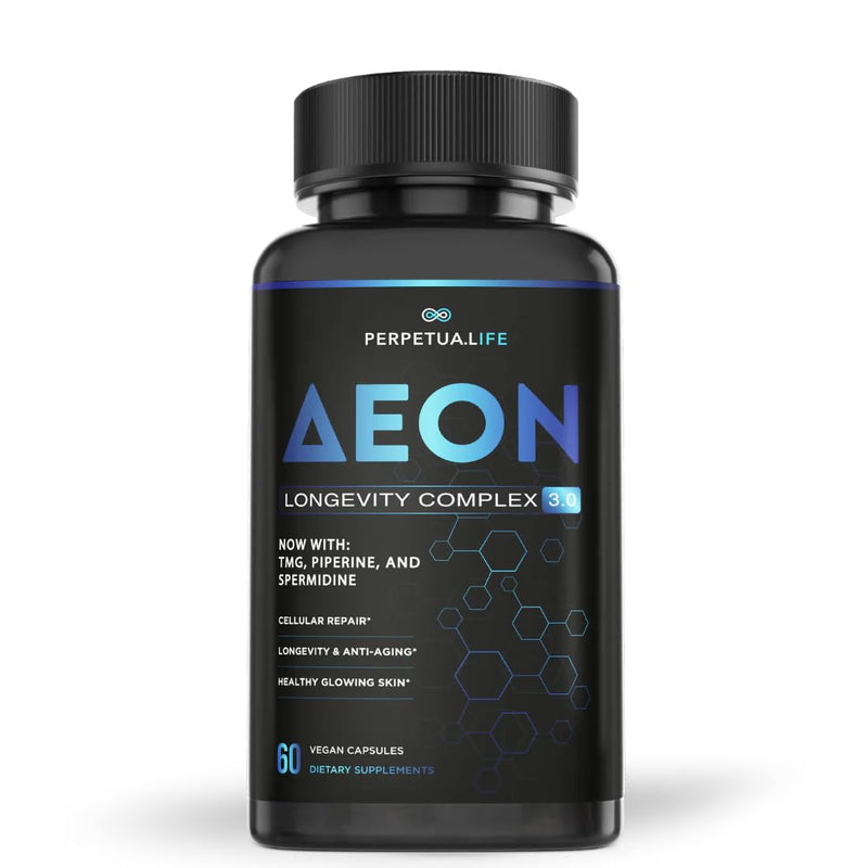 PERPETUA.LIFE AEON Liposomal NAD+ Longevity Complex, With NAD+, NR, Resveratrol, Quercetin, Fisetin, L Theanine, TMG, EGCG, Spermidine, Astragalus, Anti-Aging Supplement, Vegan, 60 Capsules