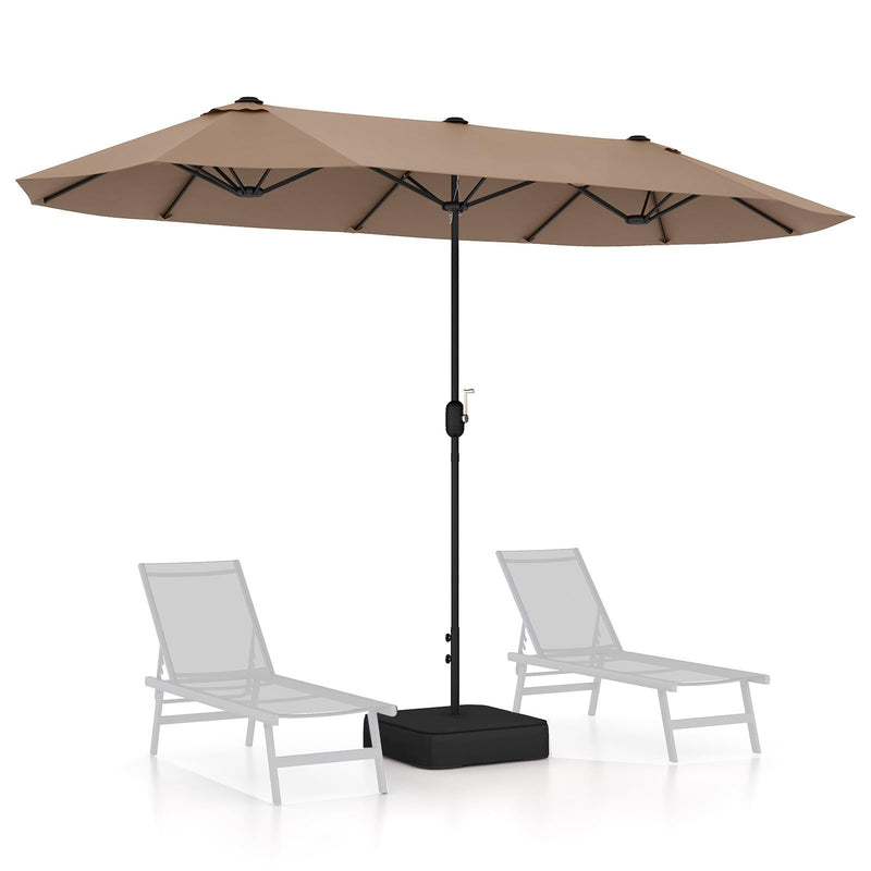 Giantex 13Ft Large Patio Umbrella With Base, Double-Sided Outdoor Umbrella With Crank Handle, Umbrella Base Stand With 2 Sandbags, 12 Metal Ribs, Market Umbrellas For Garden Poolside Deck (Tan) (LOCAL PICKUP ONLY)