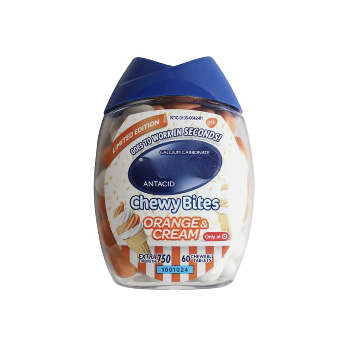 Tums Chewy Bites Orange and Cream Extra Strength Chewable Antacid for Heartburn - 60ct