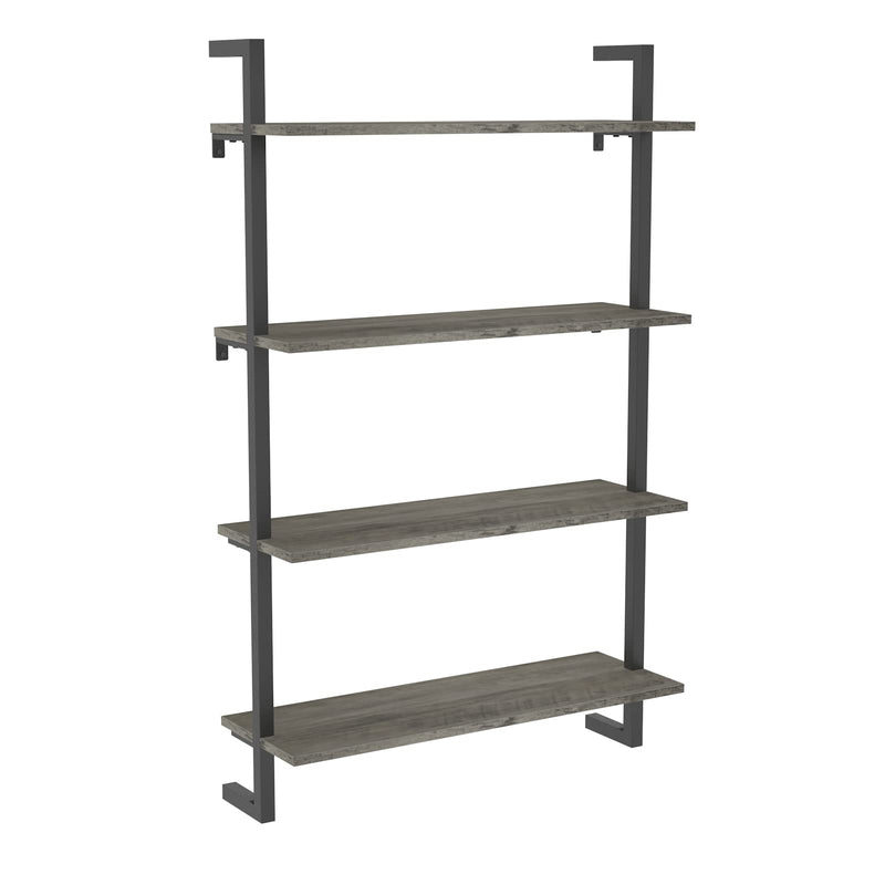 Kiimeey 4-Shelf Bookshelf Wall Mount Bookcase Floating Industrial Shelf (L29.5 Oyster Grey) (LOCAL PICKUP ONLY)