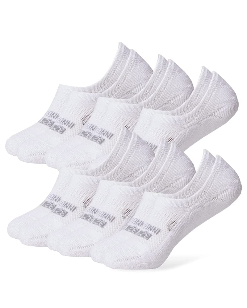 32 DEGREEES Women's 6 Pack Comfort No Show Socks | Anti-Odor | Heel Grips | Arch Support | Active | Casual | Work, White, Medium