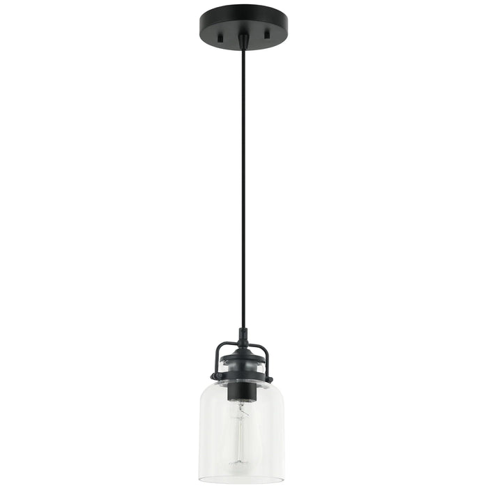 PL0001-1 - 1 Light Single Jar LED Pendant Lighting For Kitchen Island Counter Black