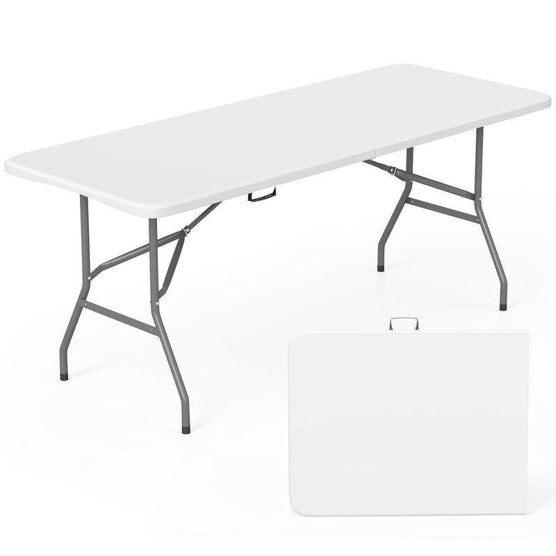 FDW | 6FT Folding Table | White | Portable Plastic Table (LOCAL PICKUP ONLY)