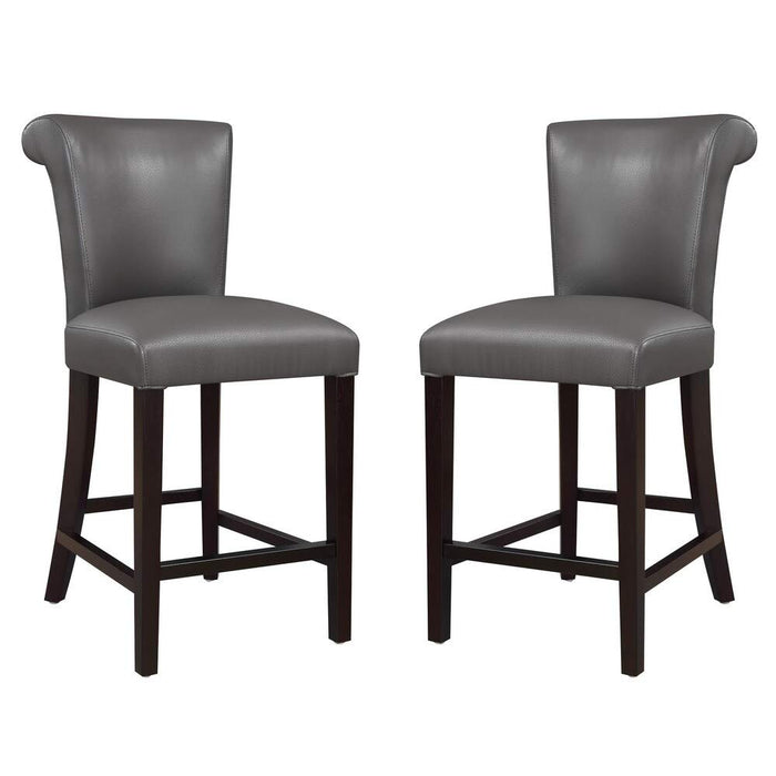 Emerald Home Furnishings Briar III Gunmetal Gray 24" Bar Stool With Faux Leather Upholstery And Curved Back, Set Of Two Grey/Standard//Contemporary (LOCAL PICKUP ONLY)