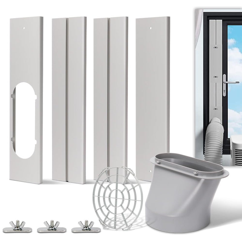 KLOLKUTTA Portable Air Conditioner Window Kit With Coupler, 5.9 Inch Adjustable Window Seal Plate For A/C Units, Universal Sliding AC Vent Kit For Ducting