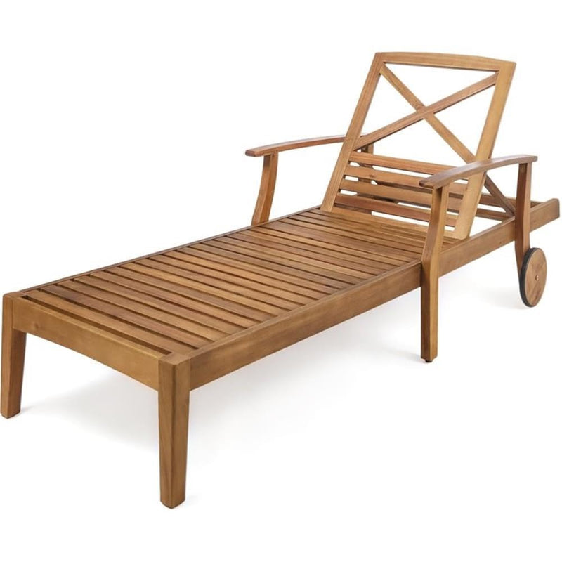 Christopher Knight Home Perla Outdoor Acacia Wood Chaise Lounge, Teak Finish (LOCAL PICKUP ONLY)