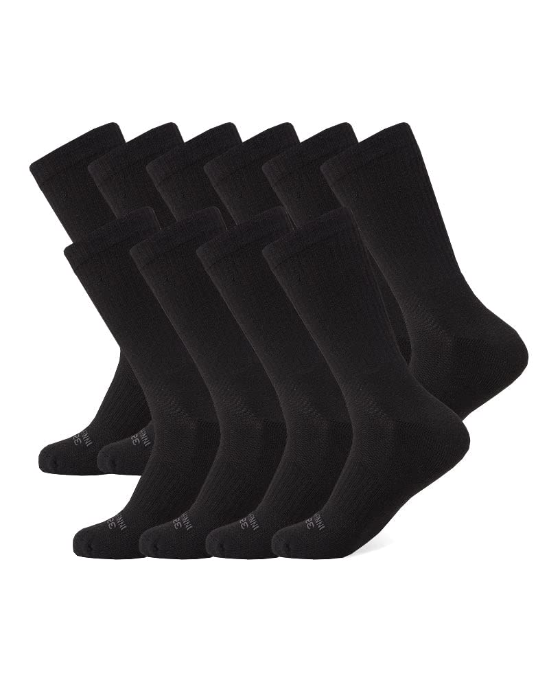 32 Degrees Men's 5 Pack Comfort Crew Socks | Anti-Odor | Arch Support| Active | Casual | Work, Black, Large