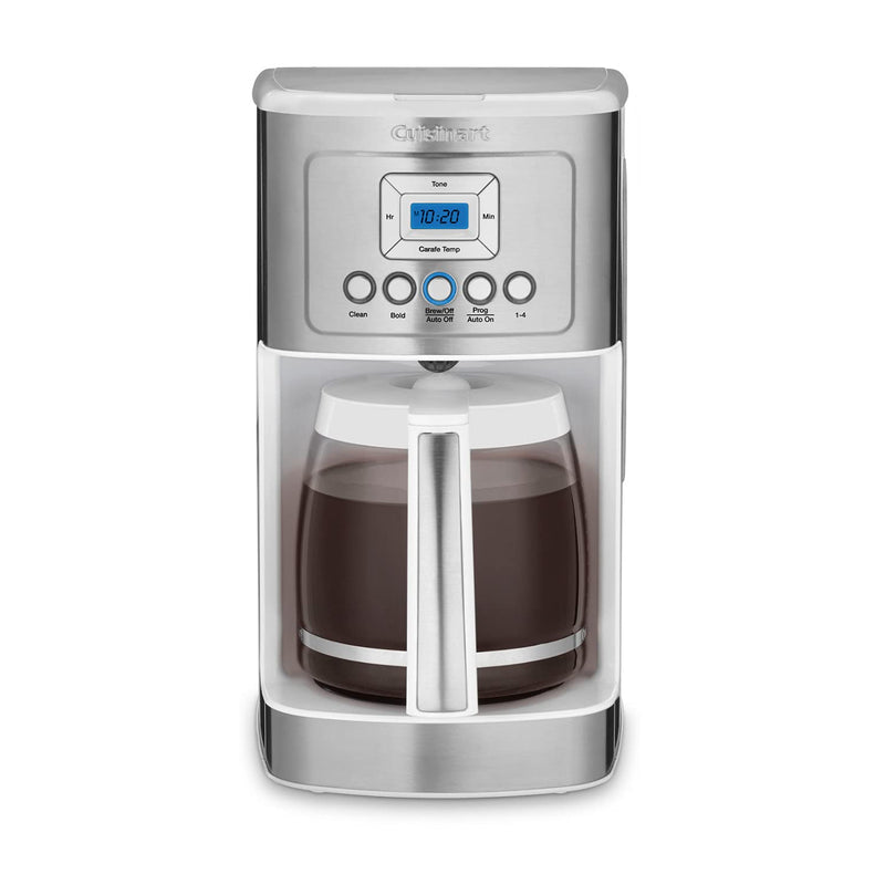 Cuisinart 14-Cup Coffee Maker, Programmable Perfectemp Glass Carafe Coffee Machine With 1-4 Cup Setting, Brew Strength Control And Brew Pause, Stainless Steel, DCC-3200WNAS, White
