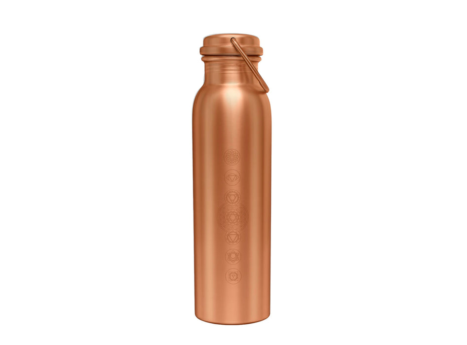 Shakti Warrior Chakra Tamba Copper Bottle - Pure Copper Water Bottle, Food Grade Silicone Seal, Leak Proof (30Oz)