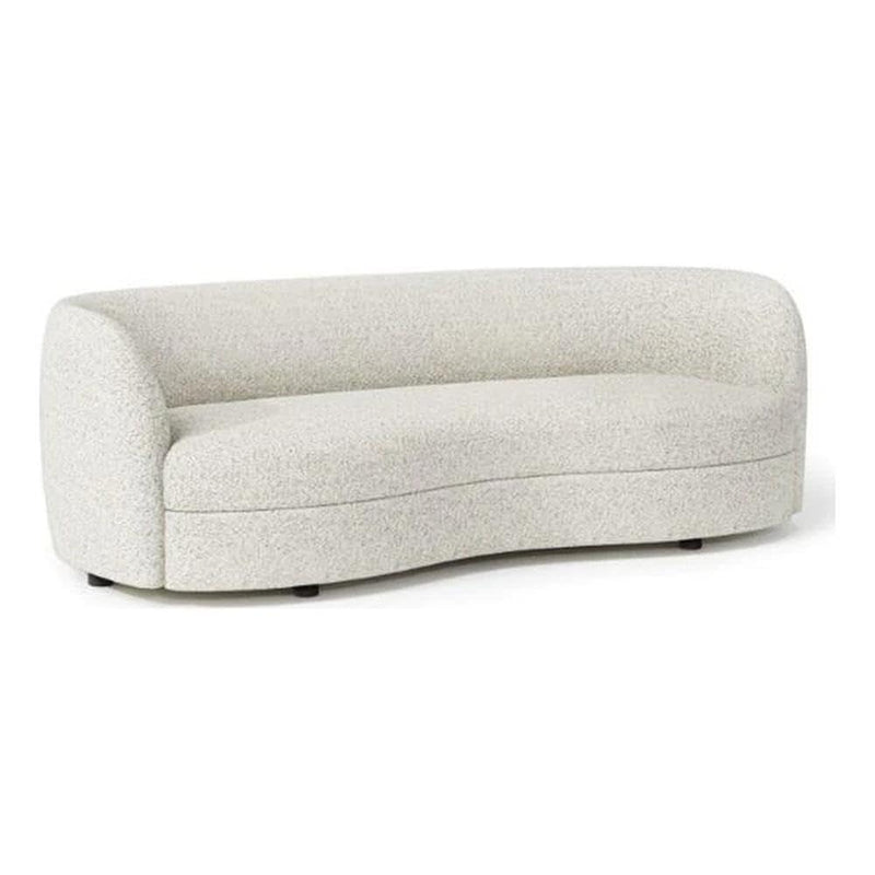 Benzara Srey Sofa, 84 Inch, Modern Plush White Boucle, Curved Kidney Shape (LOCAL PICKUP ONLY)