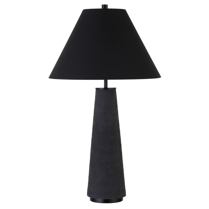 Henn&Hart 27.5" Transitional 1-Light Table Lamp With Tapered Ceramic Base And White Fabric Cone Shade For Living Room, Bedroom, Or Office, Flat Black (LOCAL PICKUP ONLY)