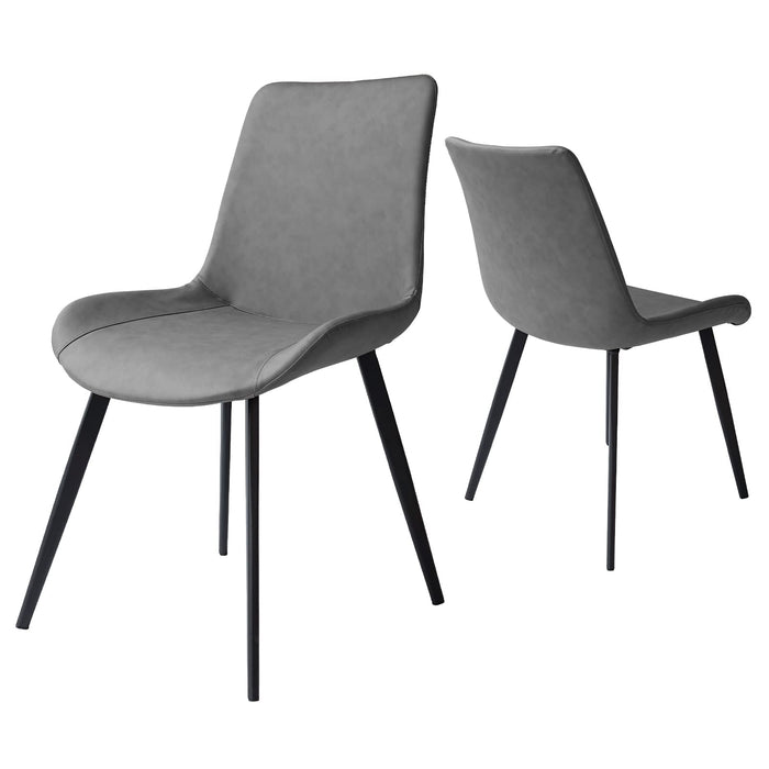 HIPIHOM Dining Chairs Set Of 2, Modern Kitchen & Dining Room Chairs, Upholstered Faux Leather Cushion Seat And Sturdy Metal Legs (2 Grey Chairs) (LOCAL PICKUP ONLY)