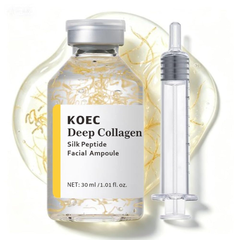 KOEC Deep Collagen Silk Peptide Facial Ampoule Face Lifting Serum,Intensive Tightening Smoothing Hydrating,Non-Greasy,Gentle Formula 30ML Gift For Women
