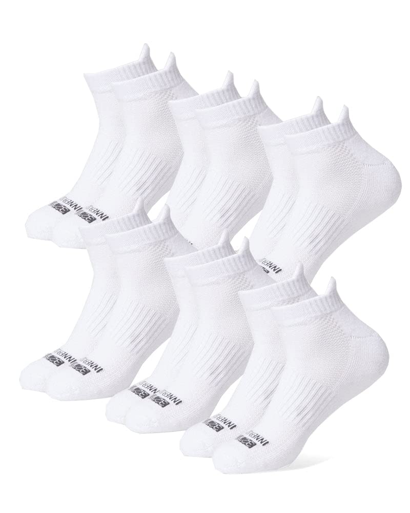 32 Degrees Men's 6 Pack Comfort Ankle Socks | Anti-Odor | Cushioned Heel | Arch Support | Active | Casual | Work, White, Large