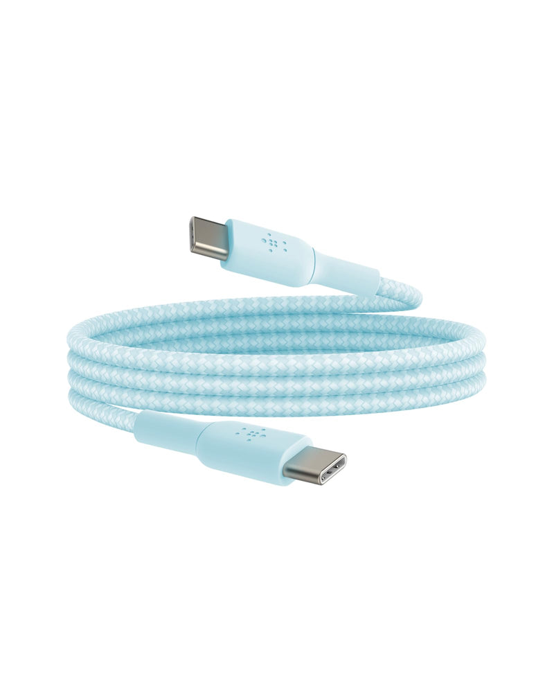 Belkin Boostcharge (2M/6.6Ft) Braided USB-C To USB-C Cable For Iphone 16, Iphone 16 Pro, Iphone 16 Pro Max, Galaxy S25, S24, Galaxy Note, Pixel 9, Ipad Pro, Nintendo Switch 2 & More - Blue