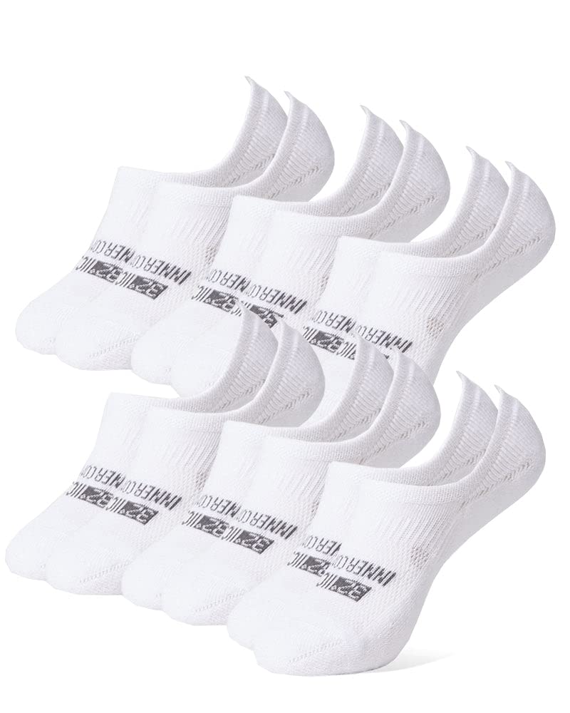 32 DEGREEES Men's 6 Pack Comfort No Show Socks | Anti-Odor | Cushioned Heel | Arch Support | Active | Casual | Work, White, Large