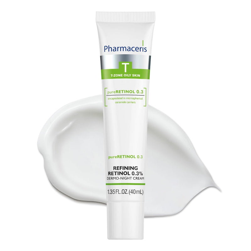 Pharmaceris Refining Retinol 0.3% Night Cream – Encapsulated Retinol Smoothes Skin, Reduces Wrinkles & Blemishes And Unclogs Pores, Face Cream For Oily & Aging Skin, Pureretinol 0.3, 1.35 Fl Oz
