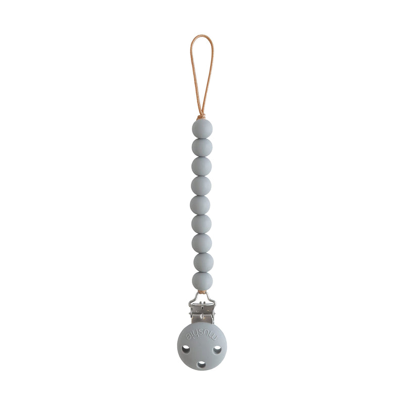Mushie 100% Silicone Baby Pacifier Clip BPA Free | Hera (Stone)