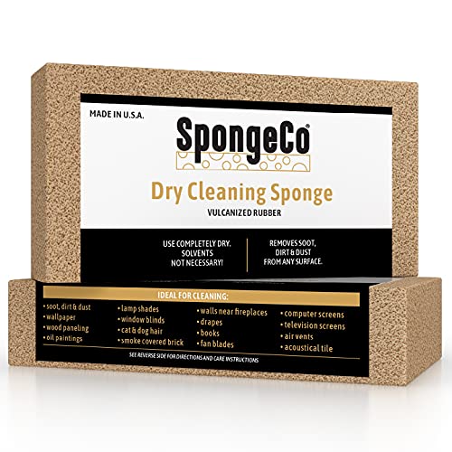 Spongeco - Dry Cleaning Soot Eraser Sponge - Pet Hair, Smoke, Soot, Dust And Dirt Remover - 3X6x1.5 (Single Sponge)