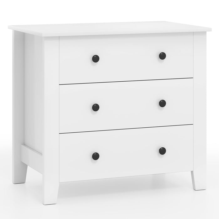 Giantex Small 3-Drawer Dresser For Bedroom - 28.5” X 18” X 26” Wide Chest Of Drawers, Modern Large Nightstand, Storage Cabinet, Closet Storage Organizer For Living Room, Hallway (White) (LOCAL PICKUP ONLY)