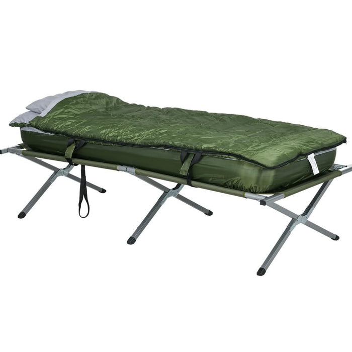 HRVEOCEI Outdoor Portable Camping Cot For Adults,Folding Cot For Sleeping With Mattress Sleeping Bag,Pillow, And Carry Bag, Multifunctional Tent Cot Bed 1 Person (30.7") (LOCAL PICKUP ONLY)