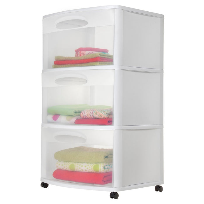Sterilite Three Drawer Wide Cart with Clear Drawers (LOCAL PICKUP ONLY)