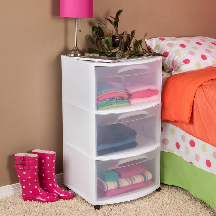 Sterilite Three Drawer Wide Cart with Clear Drawers (LOCAL PICKUP ONLY)