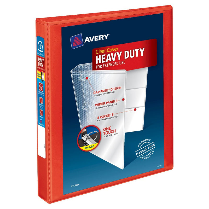 Avery 1" Heavy Duty Ring Binder with Clear Cover, 8.5" x 11" - Orchid