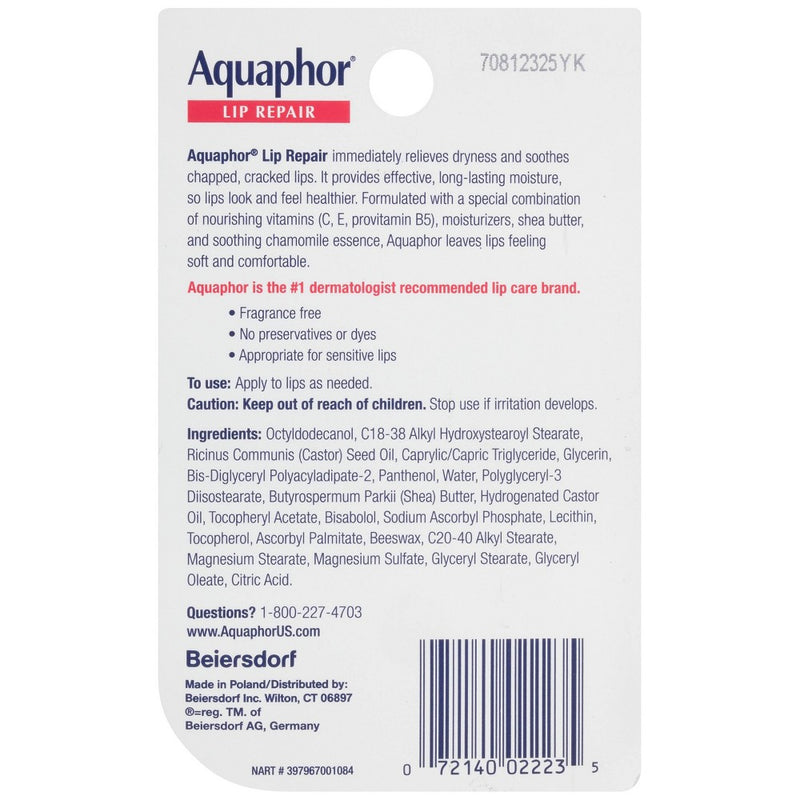 Aquaphor Immediate Relief Lip Repair Balm - 2ct/ 0.70 fl oz