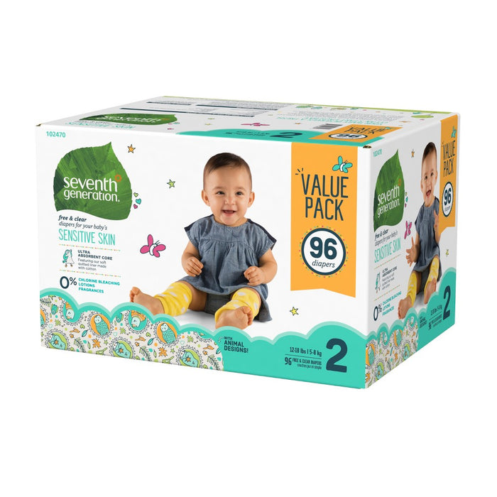 Seventh Generation Free & Clear Diapers Size 2 - 96ct