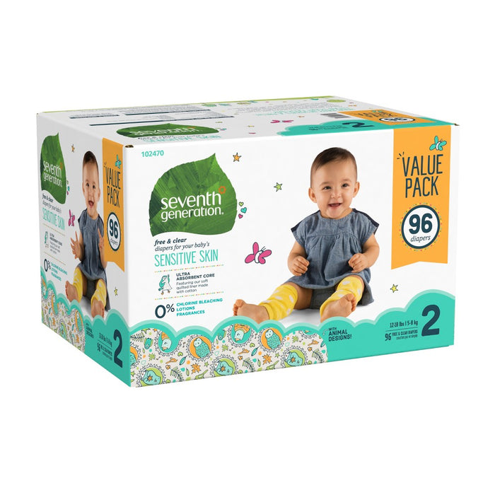Seventh Generation Free & Clear Diapers Size 2 - 96ct