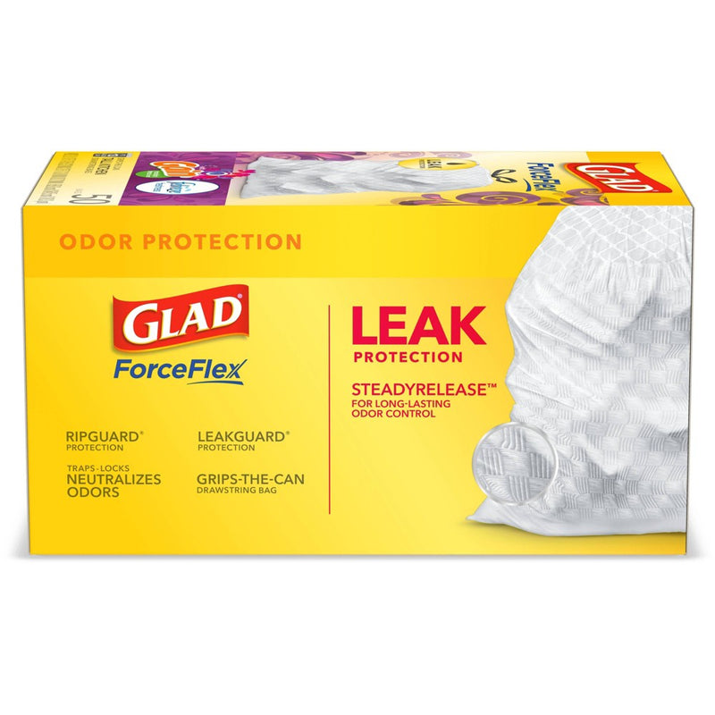 Glad ForceFlex + Tall Kitchen Drawstring White Trash Bags - Gain Moonlight Breeze Scent with Febreze Freshness - 13 Gallon - 50ct