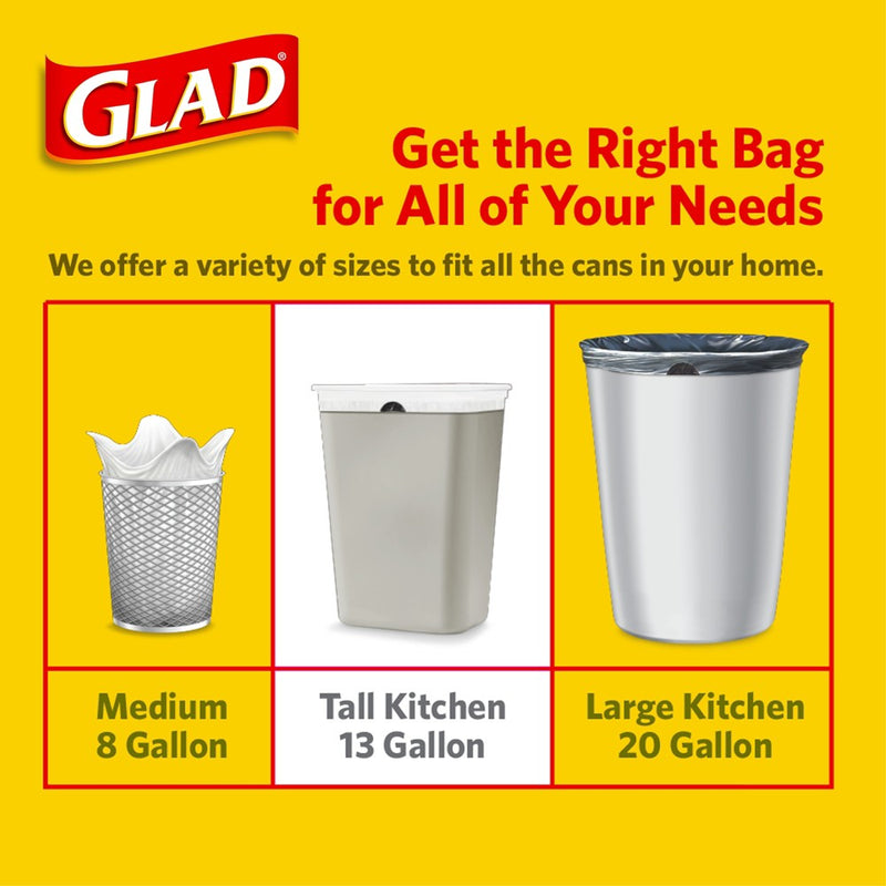 Glad ForceFlex + Tall Kitchen Drawstring White Trash Bags - Gain Moonlight Breeze Scent with Febreze Freshness - 13 Gallon - 50ct