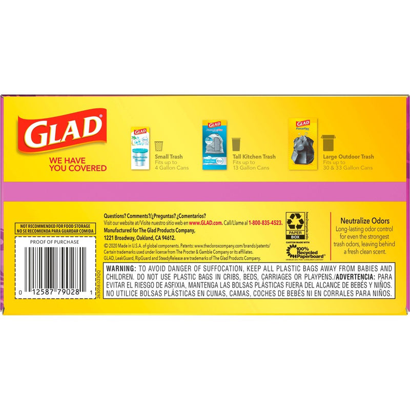 Glad ForceFlex + Tall Kitchen Drawstring White Trash Bags - Gain Moonlight Breeze Scent with Febreze Freshness - 13 Gallon - 50ct