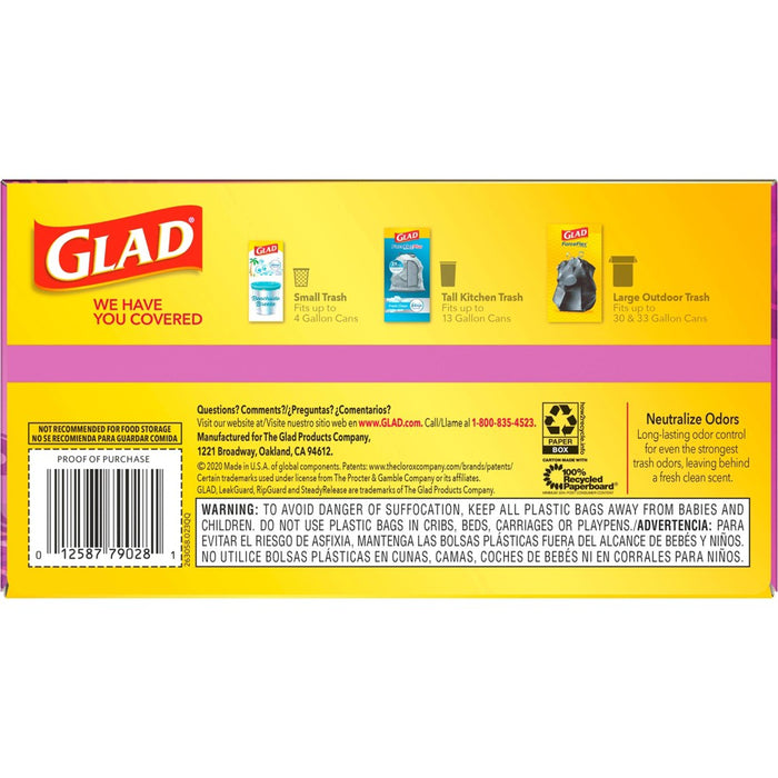 Glad ForceFlex + Tall Kitchen Drawstring White Trash Bags - Gain Moonlight Breeze Scent with Febreze Freshness - 13 Gallon - 50ct
