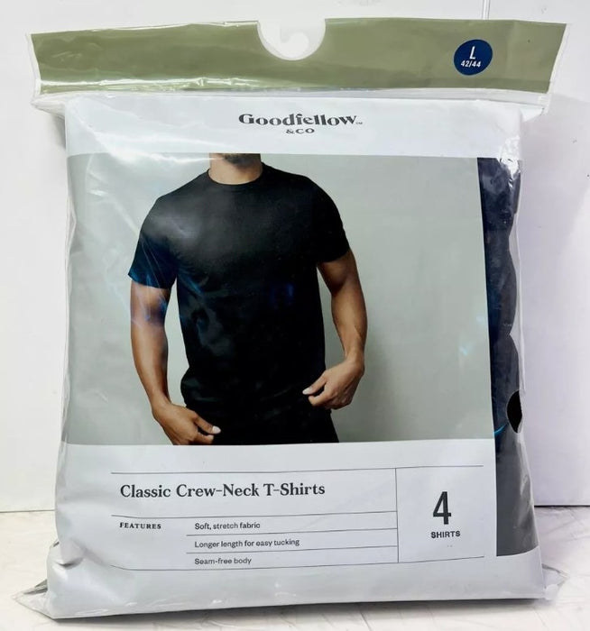 Men's 4pk Crew-Neck T-Shirt - Goodfellow and Co- Black, LG *ADD 3 TO YOUR CART & 1 IS FREE!*