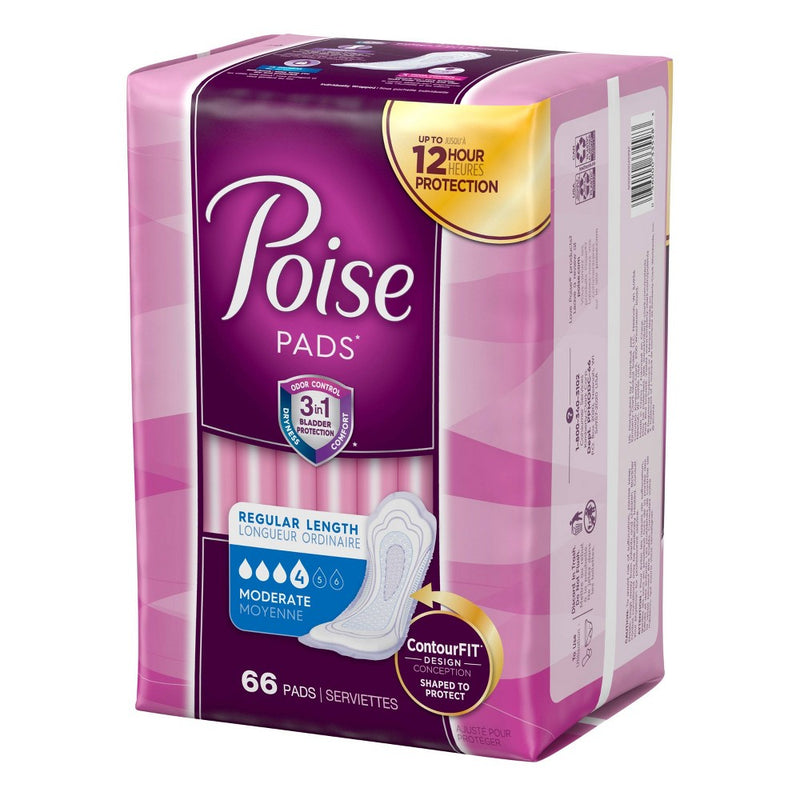 Poise Incontinence Pads - Moderate Absorbency - Regular - 66ct
