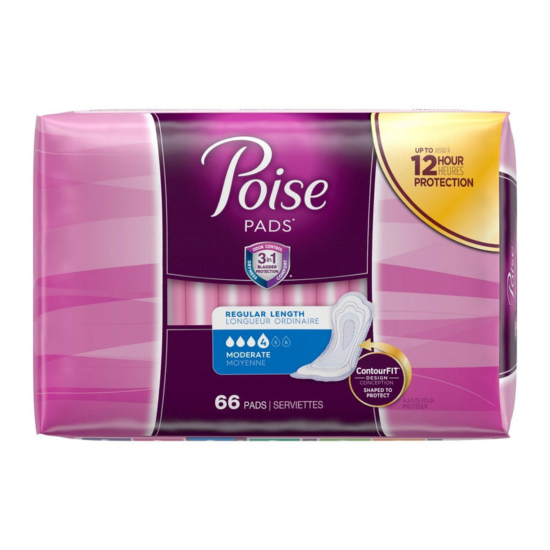 Poise Incontinence Pads - Moderate Absorbency - Regular - 66ct