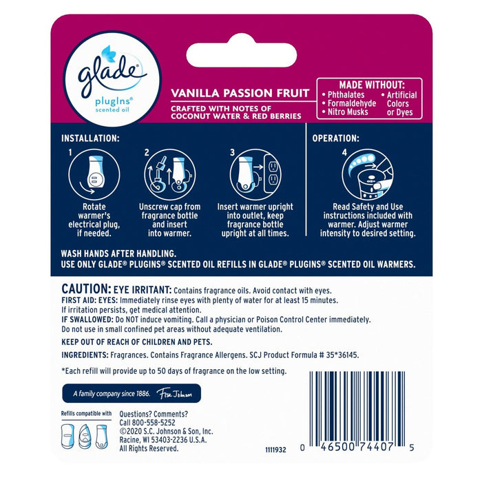 Glade  Vanilla Passionfruit PlugIns Reill - 2ct