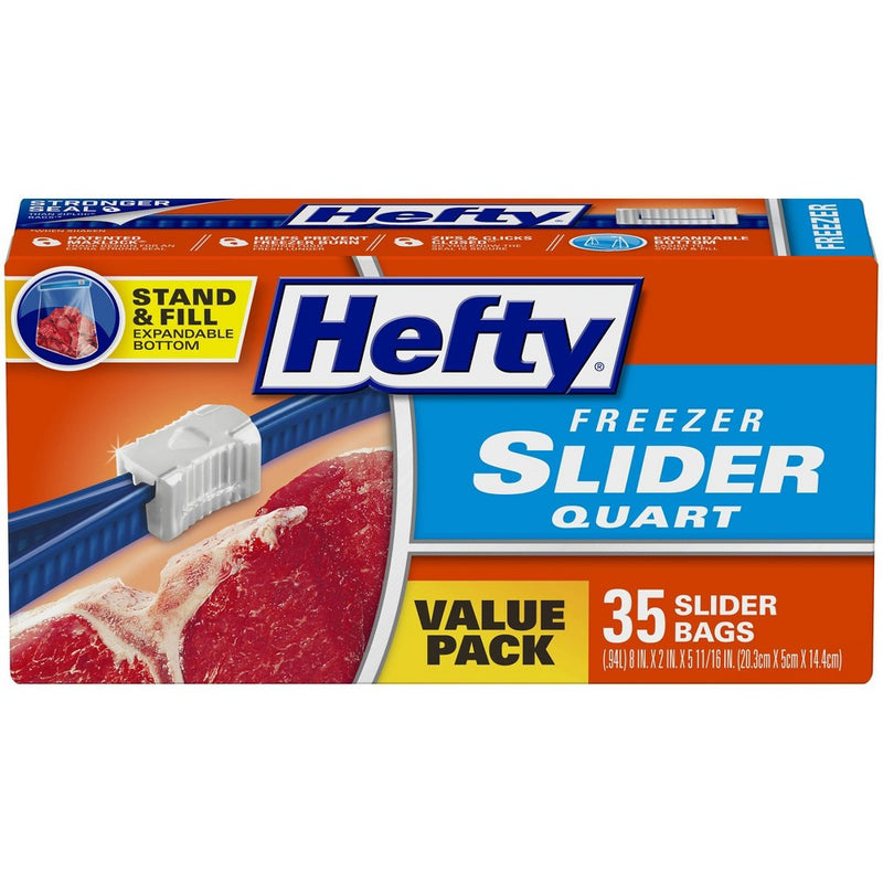 Hefty Quart Freezer Storage Slider Bags - 35ct